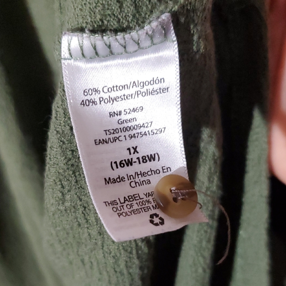 Terra & Sky Olive Green Blouse 1x - Picture 4 of 5